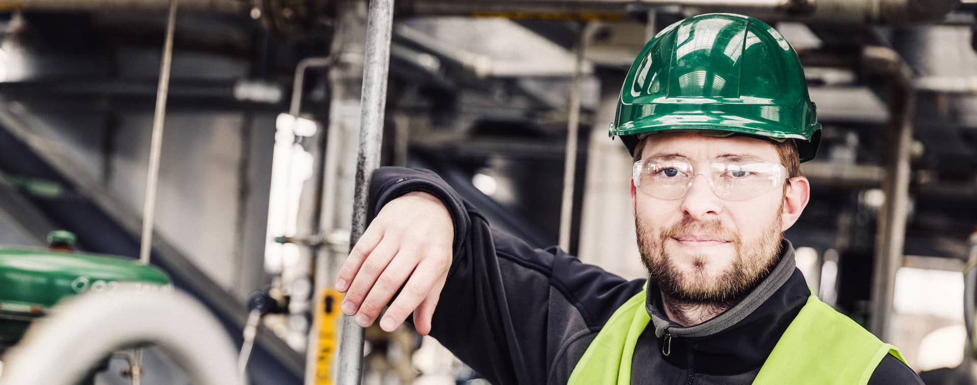 man with hard hat and safety glasses